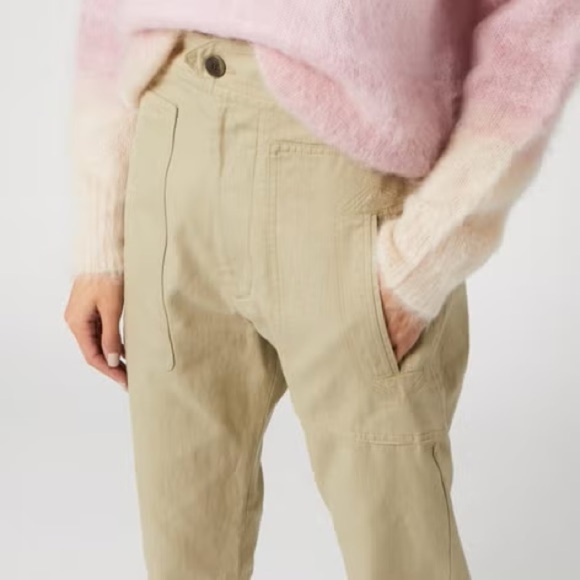 Isabel Marant Etoile Raluni Cropped Pouch Pocket Pants in Light Beige 34 US 2 - Picture 4 of 16